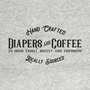 Diapers and Coffee Ironic Funny Retro Restaurant T-Shirt
